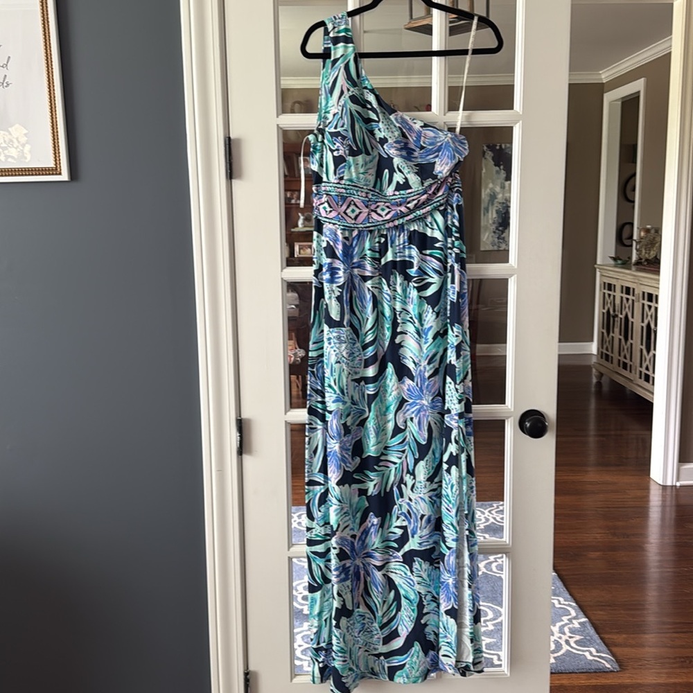 EUC Lilly Pulitzer Malia Maxi dress in Ready Set Gecko sz L large